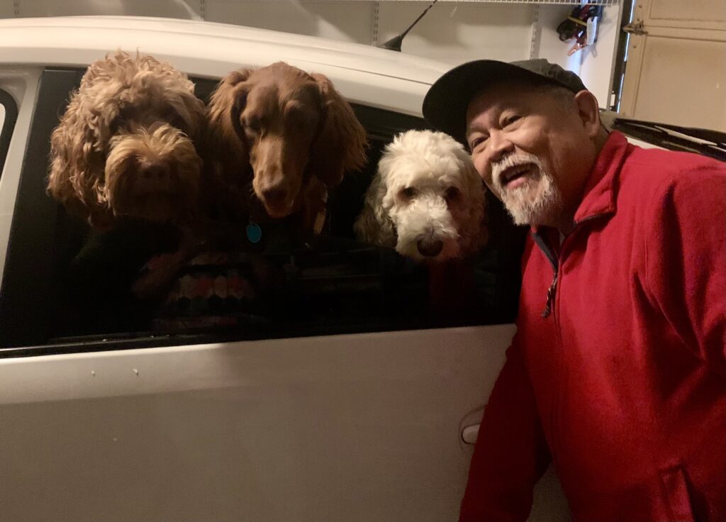 Eric getting the dogs ready to go!